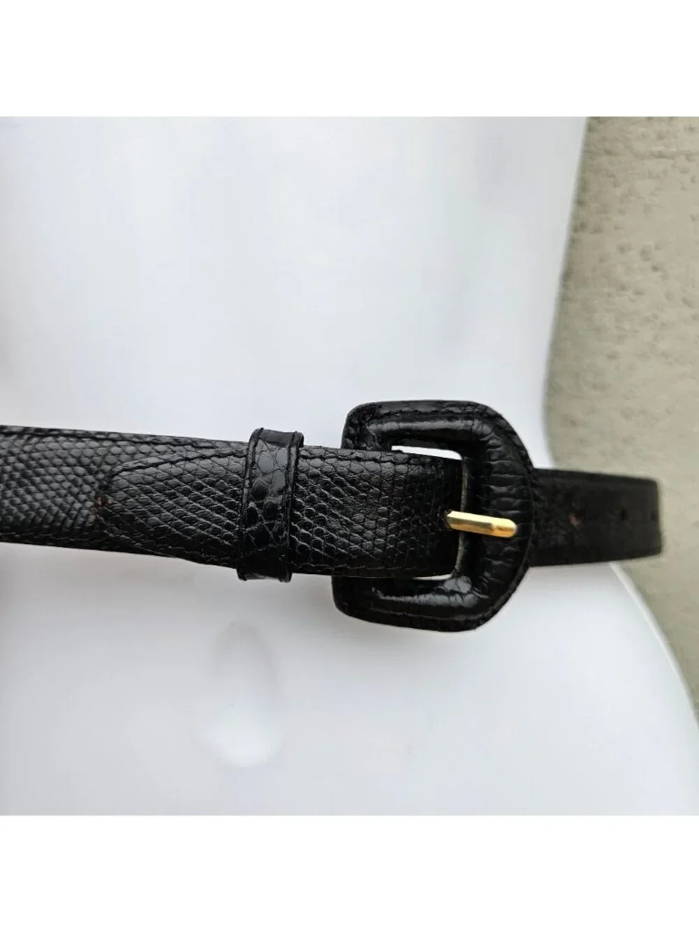 Vintage 80s Nordstrom Black Genuine Lizard Skin Belt Size S 23-27